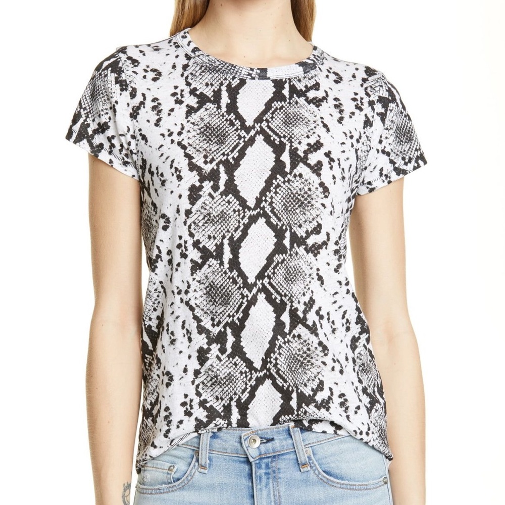 Rag & Bone Snake Print Tee In Black And White - image 2